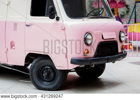Minsk, Belarus, August 2021 - Vintage Van - Uaz 452. Old Soviet Car