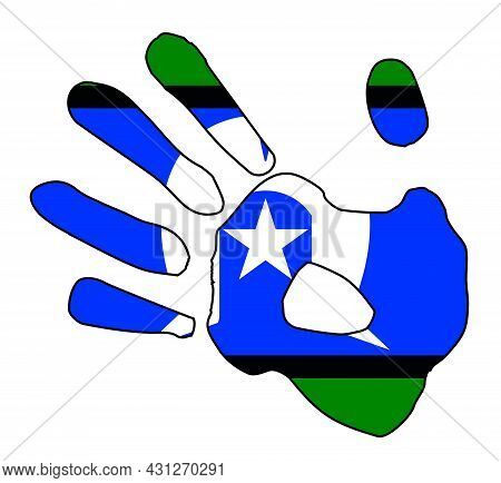 Hand Print Silhouette Abstract Drawing Set Over A Drawing Of The Torres Strait Islanderflag