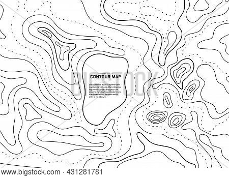 Topographic Map Abstract Background. Outline Cartography Landscape. Topographic Relief Map On White 
