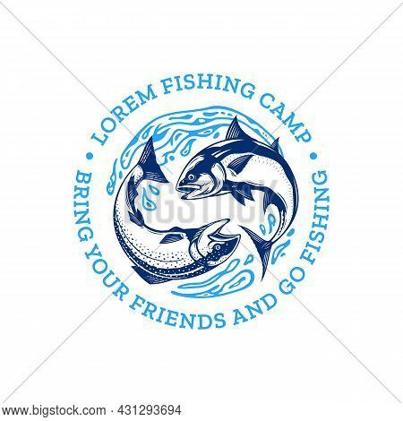 Fishing Logo With Fish And Water Splash
