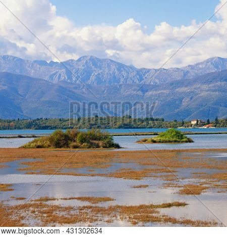 Beautiful Wetland Landscape In Spring. Montenegro.  Special Nature Reserve Tivat Saline  ( Tivatska 
