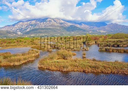 Beautiful Wetland Landscape. Montenegro, Tivat. View Of Tivat Saline  ( Tivatska Solila ) -  Special