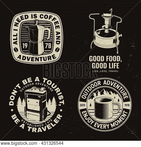 Set Of Travel Inspirational Quotes. Vector Concept For Shirt Or Logo, Print. Vintage Typography Desi