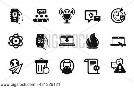 Vector Set Of Atom, Internet Downloading And Technical Documentation Icons Simple Set. Recovery Tras