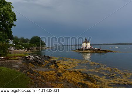 Overcast Skies Over The Nubble In Maine.