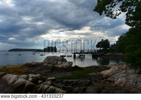 Beautiful Scenic Views Of Casco Bay In Maine.