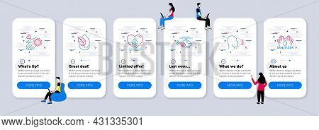 Healthcare Icons Set. Ui Phone App Screens With Teamwork. Included Icon As Wash Hand, Face Id, Local
