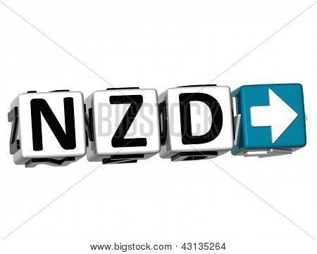 3D neu Zeland Dollar Währung Nzd Schaltflächenklick hier Block Text