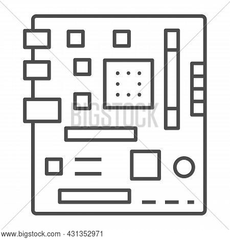 Motherboard Square Shape Layout Thin Line Icon, Electronics Concept, Microchip Fragments Vector Sign