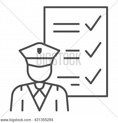 Customs Officer And Declaration Thin Line Icon, Security Check Concept, Goods To Declare Vector Sign