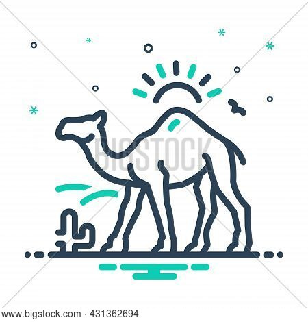Mix Icon For Camel-in-desert-with-sun Camel Desert Dune Landscape Natural Journey Sand Cactus Sunset