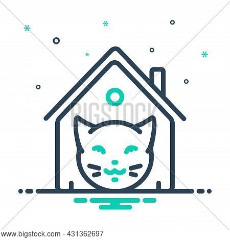 Mix Icon For Cat-in-cattery Cat Cattery Sitting Animal Pet Home Face Cute
