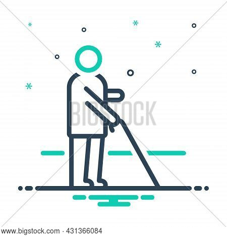 Mix Icon For Blind Disable People Dark Helpless Alone Stick Sightless Viewless Eyeless