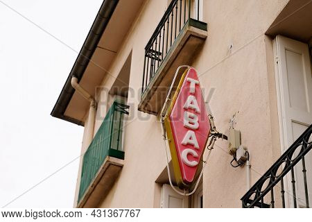 Bordeaux , Aquitaine  France - 08 20 2021 : Tabac French Red Logo Sign For Store Tobacco Shop With F