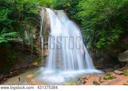 Waterfall  Jur Jur In The Mountain Forest In The Crimea