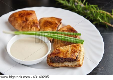 Traditional Arab Food Arais. Grilled Kebab In A Pita
