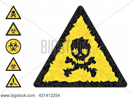 Triangle Death Warning Polygonal Icon Illustration, And Similar Icons. Death Warning Is Filled With 