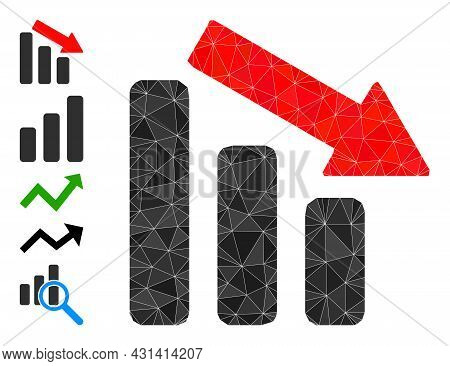 Triangle Down Trend Bar Chart Polygonal 2d Illustration, And Similar Icons. Down Trend Bar Chart Is 