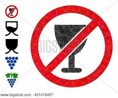 Triangle Forbid Wine Glass Polygonal 2d Illustration, And Similar Icons. Forbid Wine Glass Is Filled