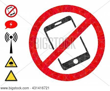 Triangle Forbid Smartphone Polygonal Symbol Illustration, And Similar Icons. Forbid Smartphone Is Fi