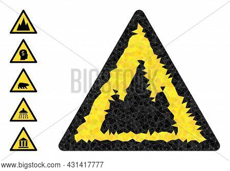 Triangle Mountains Warning Polygonal Icon Illustration, And Similar Icons. Mountains Warning Is Fill