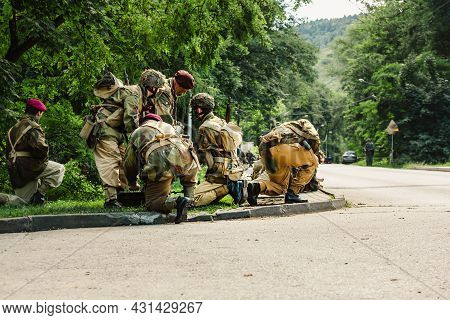 Porabka, Poland - August 07, 2021 : Reconstruction Of Battle From The Second World War. British Airb