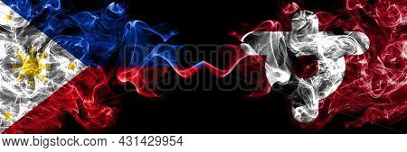 Philippines, Filipino Vs Japan, Japanese, Sunagawa, Hokkaido, Sorachi, Subprefecture Smoke Flags Sid