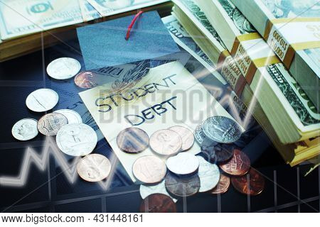 Student Debt Rising From High Interest Rates On Loans Taken Out Compounding Concept High Quality