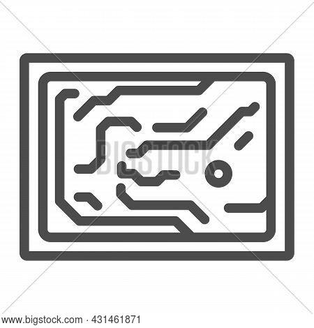 Printed Circuit Board Simplified Diagram Line Icon, Electronics Concept, Pcb Vector Sign On White Ba