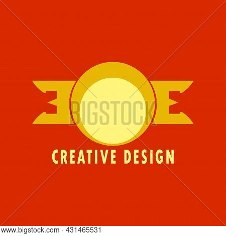 Illustration Of A Brand Logo Design Template With A Ribbon Forming The Letter 3e. It Is Suitable For