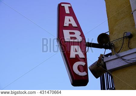 Bordeaux , Aquitaine  France - 08 20 2021 : Tabac French Brand Shop Tobacco Sign With French White T