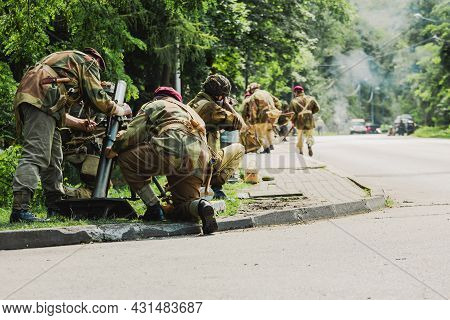 Porabka, Poland - August 07, 2021 : Reconstruction Of Battle From The Second World War. British Airb
