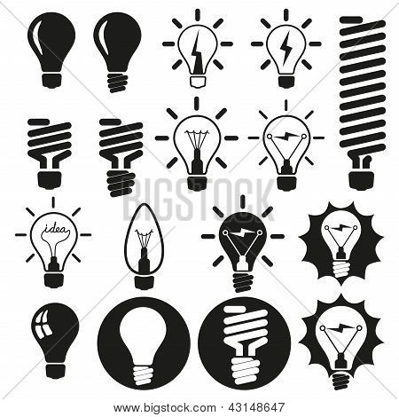 Işık ampuller. Ampul Icon set