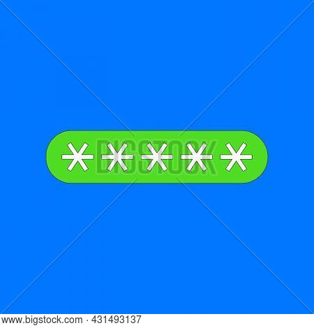 Password Login Field Vector Illustration. Website Input Form To Access The Site Isolated On Blue Bac