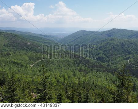 Silesian Beskids Landscapes Range Near European Salmopol Pass In Poland, Clear Blue Sky In 2021 Warm