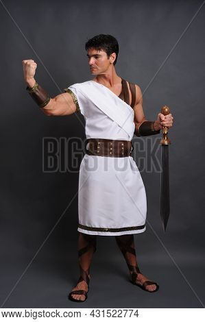 The Sexy Warrior Poses For The Photo.