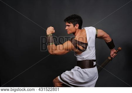 The Sexy Warrior Poses For The Photo.