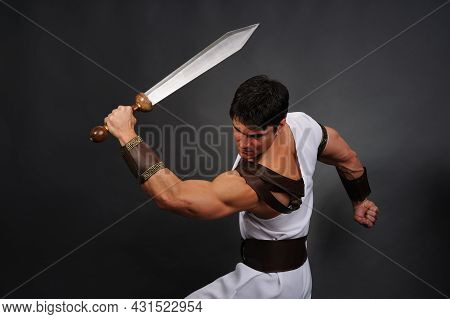 The Sexy Warrior Poses For The Photo.