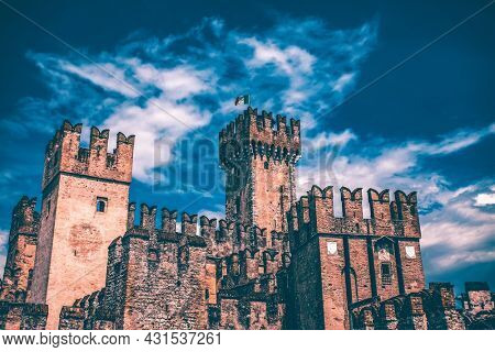 Rocca Scaligera Castle in Sirmione. Garda Lake, Italy