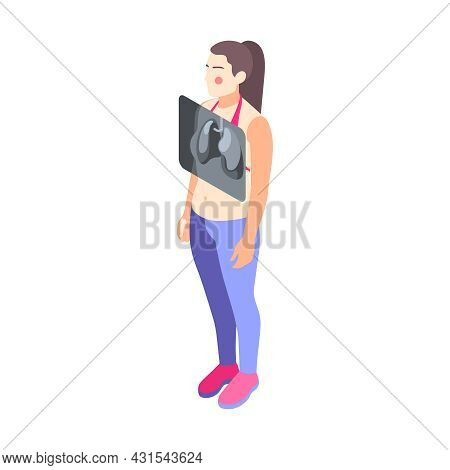 Lung Inspection Xray Isometric Icon With Female Character 3d Vector Illustration