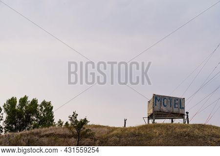 Old Motel Sign, Negative Space Composition. Taken In Glendive Montana