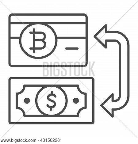 Currency And Electronic Money Exchange Thin Line Icon, Cryptocurrency Concept, Btc Usd Vector Sign O