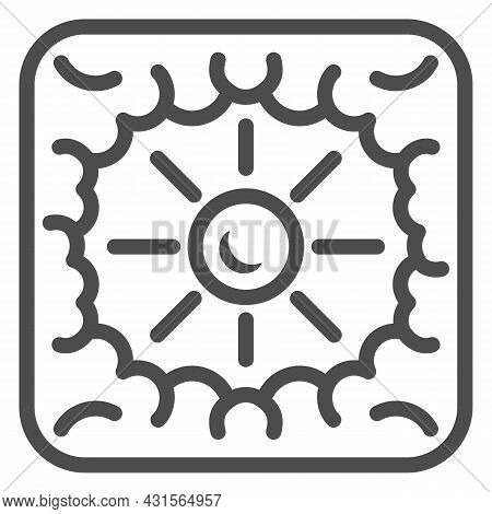 Sun Shine Through Clouds Line Icon, Weather And Climate Concept, Sunshine Cloudy Sky Vector Sign On 