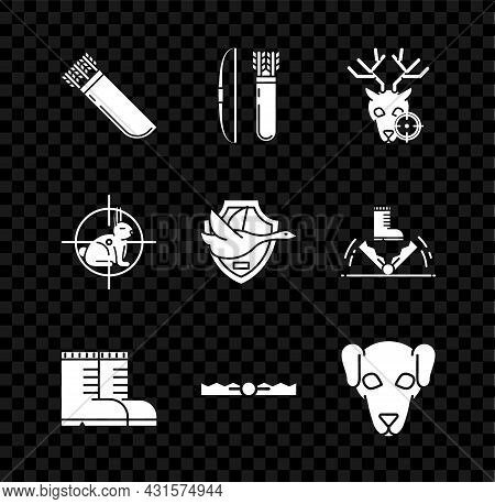 Set Quiver With Arrows, Bow And In Quiver, Hunt On Deer Crosshairs, Hunter Boots, Trap Hunting, Hunt