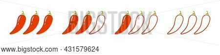 Level Marks - Mild, And Hot. Red Chili Pepper. Chili Level Icons Set. Vector Illustration Isolated O