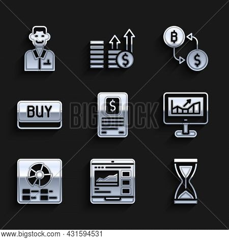 Set Business Finance Report, Trading Courses, Old Hourglass, Computer With Growth Graph, Pie Chart I