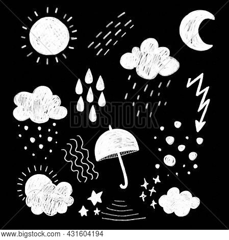 Sun. Children's Drawings. Elements For The Design Of Backgrounds, Packaging. Printing For Clothing. 