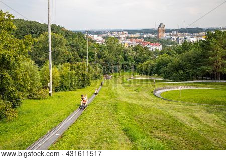 Prague, Czech Republic - 5.08.2021: Bobova Draha Or Bobsled In Prague, Czech Republic