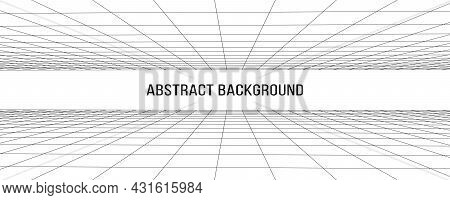 Technology Wireframe Landscape. Vector Perspective Grid. Digital Space. Mesh On A White Background.