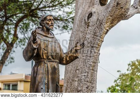 Statue Of St Francis Of Assisi Outside Of Franciscan Complex Of The Church Of Santa Maria Del Pozzo 